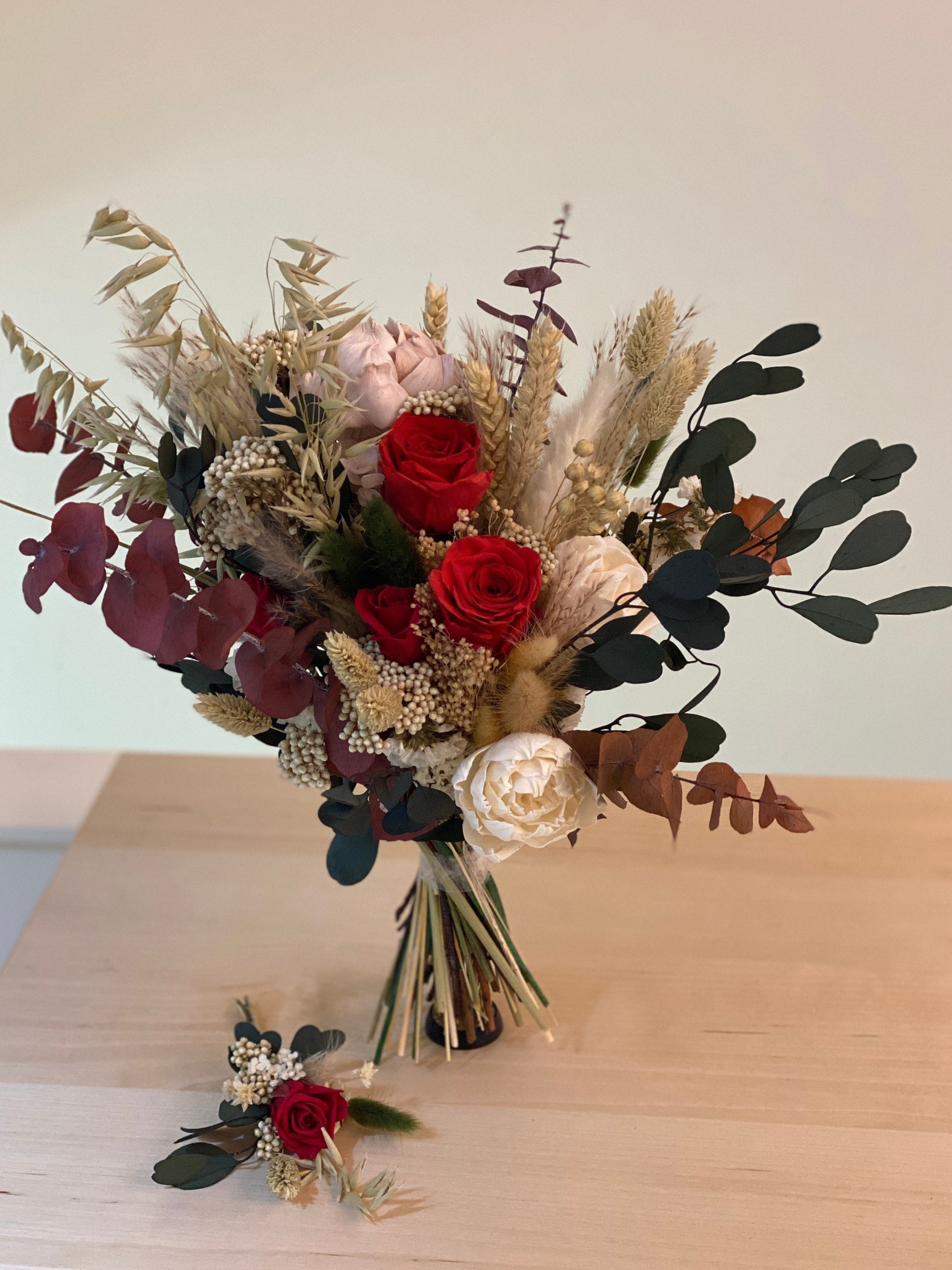 Custom Bridal Bouquet made with preserved flowers crafted by Eden's Ground.