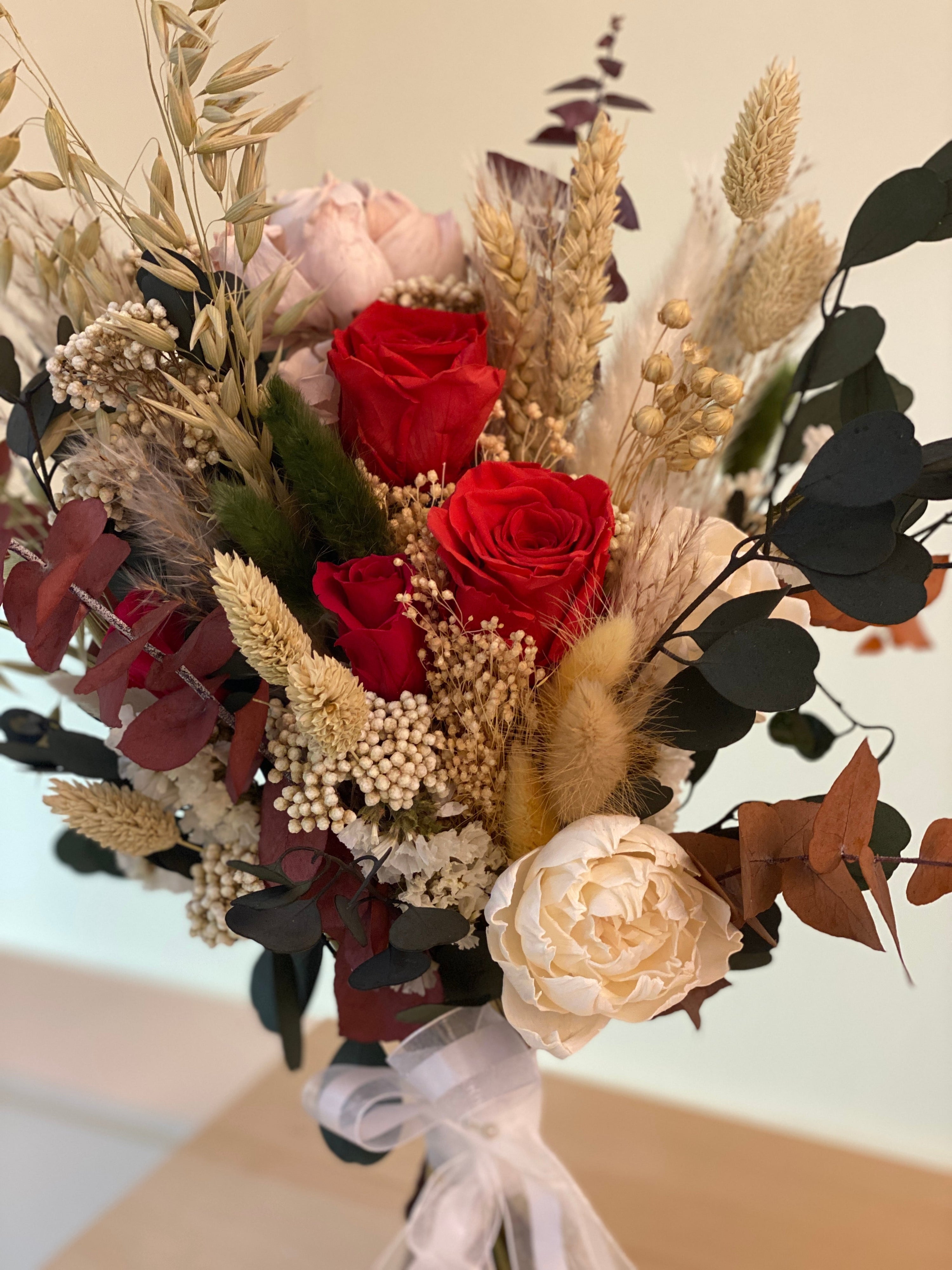 Custom Bridal Bouquet made with preserved flowers crafted by Eden's Ground.