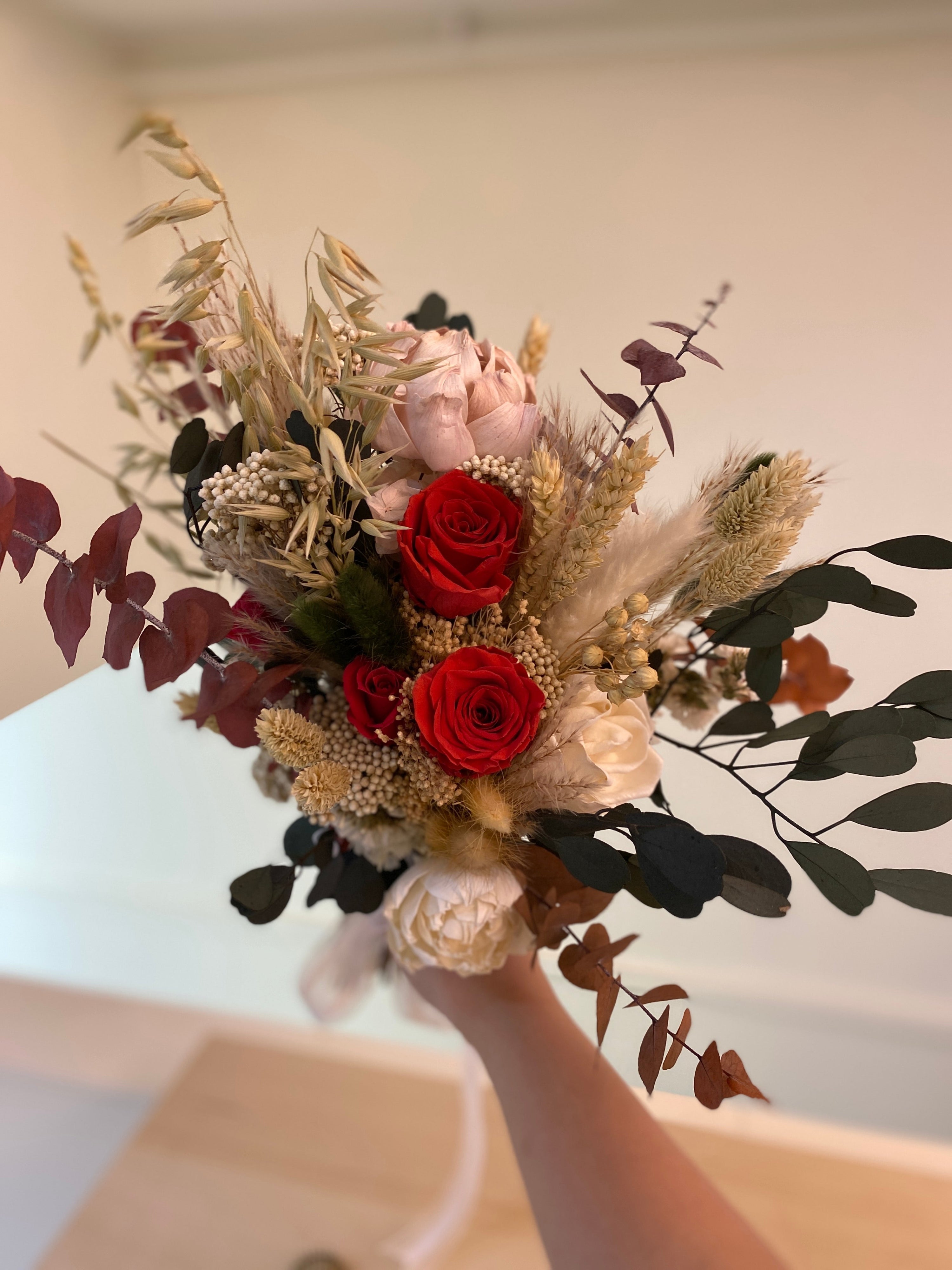 Custom Bridal Bouquet made with preserved flowers crafted by Eden's Ground.