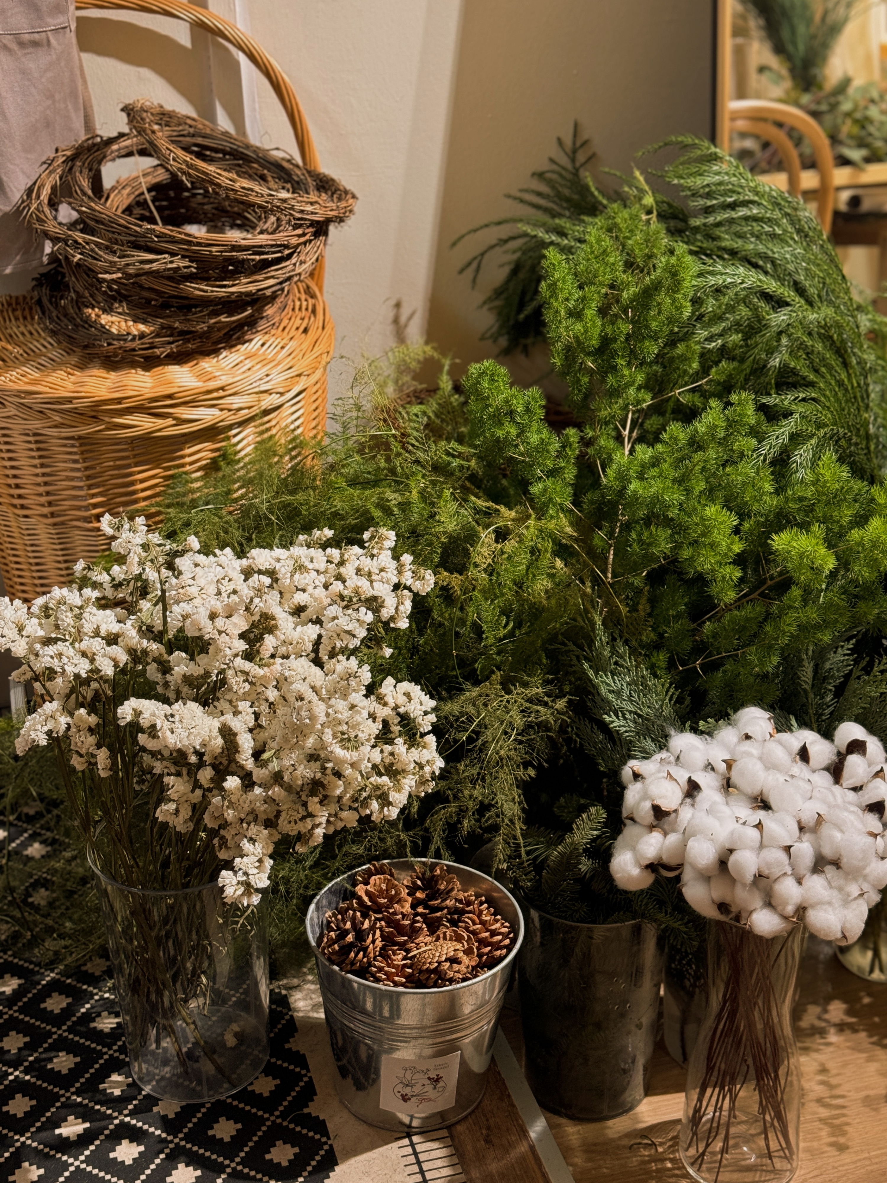 Christmas Wreath Workshop in Singapore. Create your own festive wreath using a variety of fresh firs, foliage and natural textures. Held at our cosy floral studio in Joo Chiat, it's the perfect hands-on holiday experience to get into the Christmas spirit.