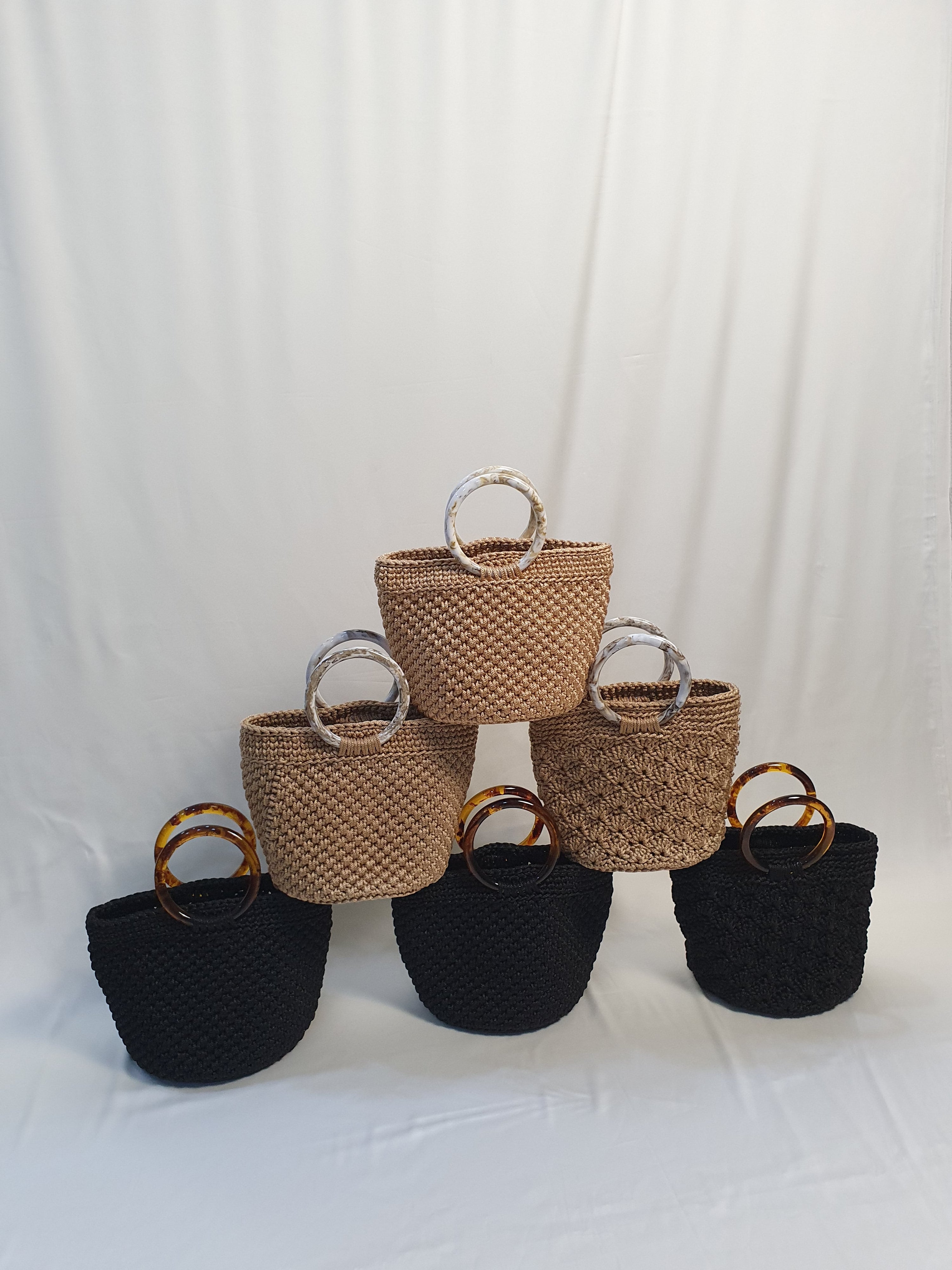 Crochet Mini Basket Bag in Sand