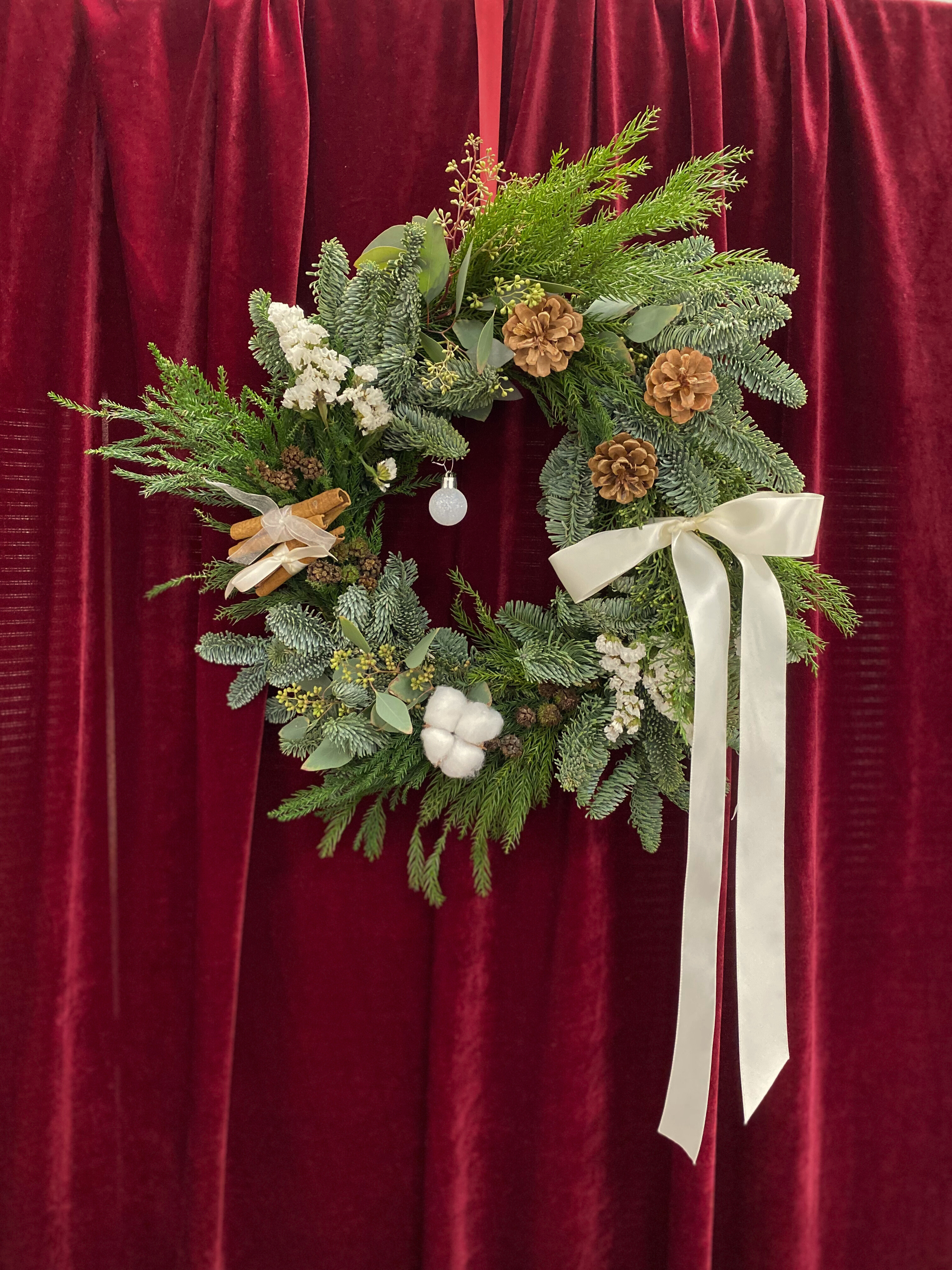 Christmas Wreath Workshop in Singapore. Create your own festive wreath using a variety of fresh firs, foliage and natural textures. Held at our cosy floral studio in Joo Chiat, it's the perfect hands-on holiday experience to get into the Christmas spirit.