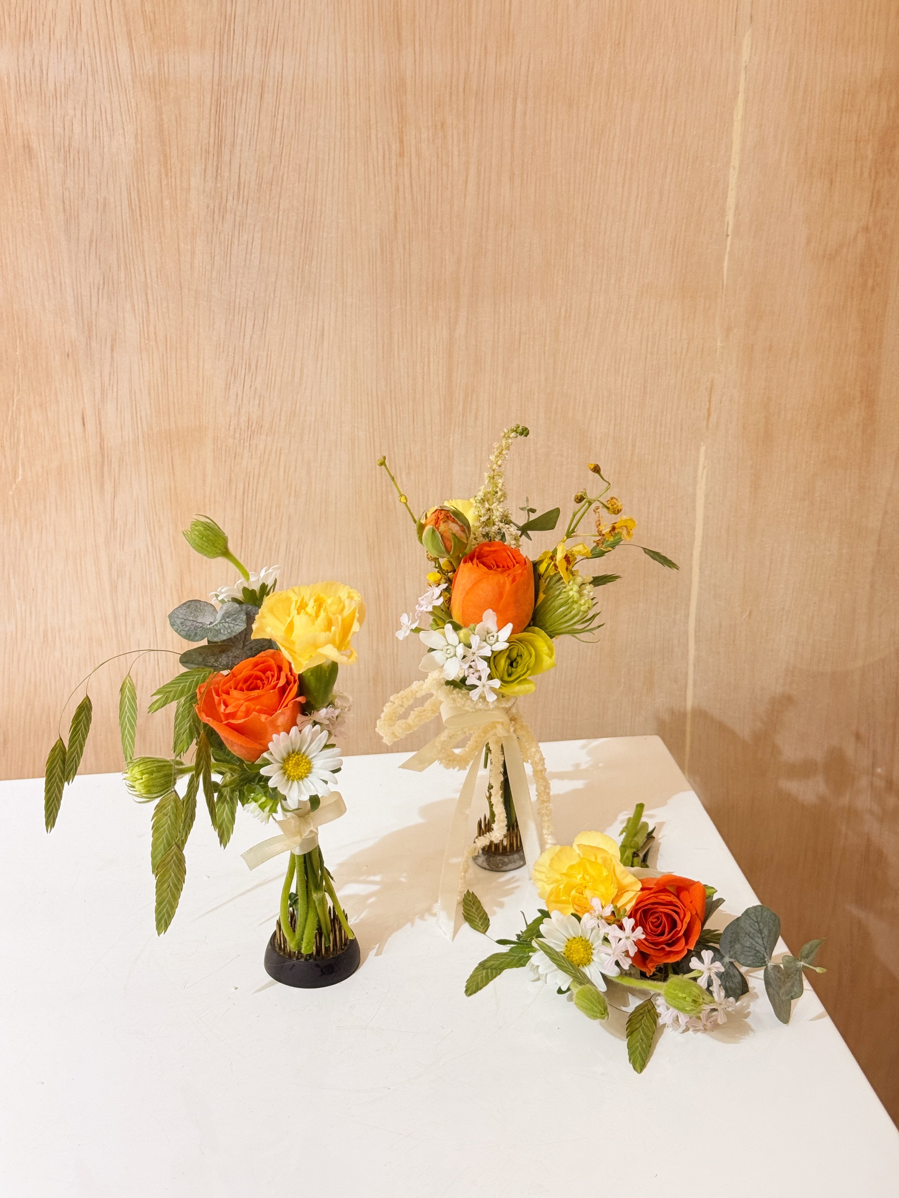 Groom's boutonnière or VIP (parents) and groomsmen flowers, customised for your wedding event, crafted by Eden's Ground.