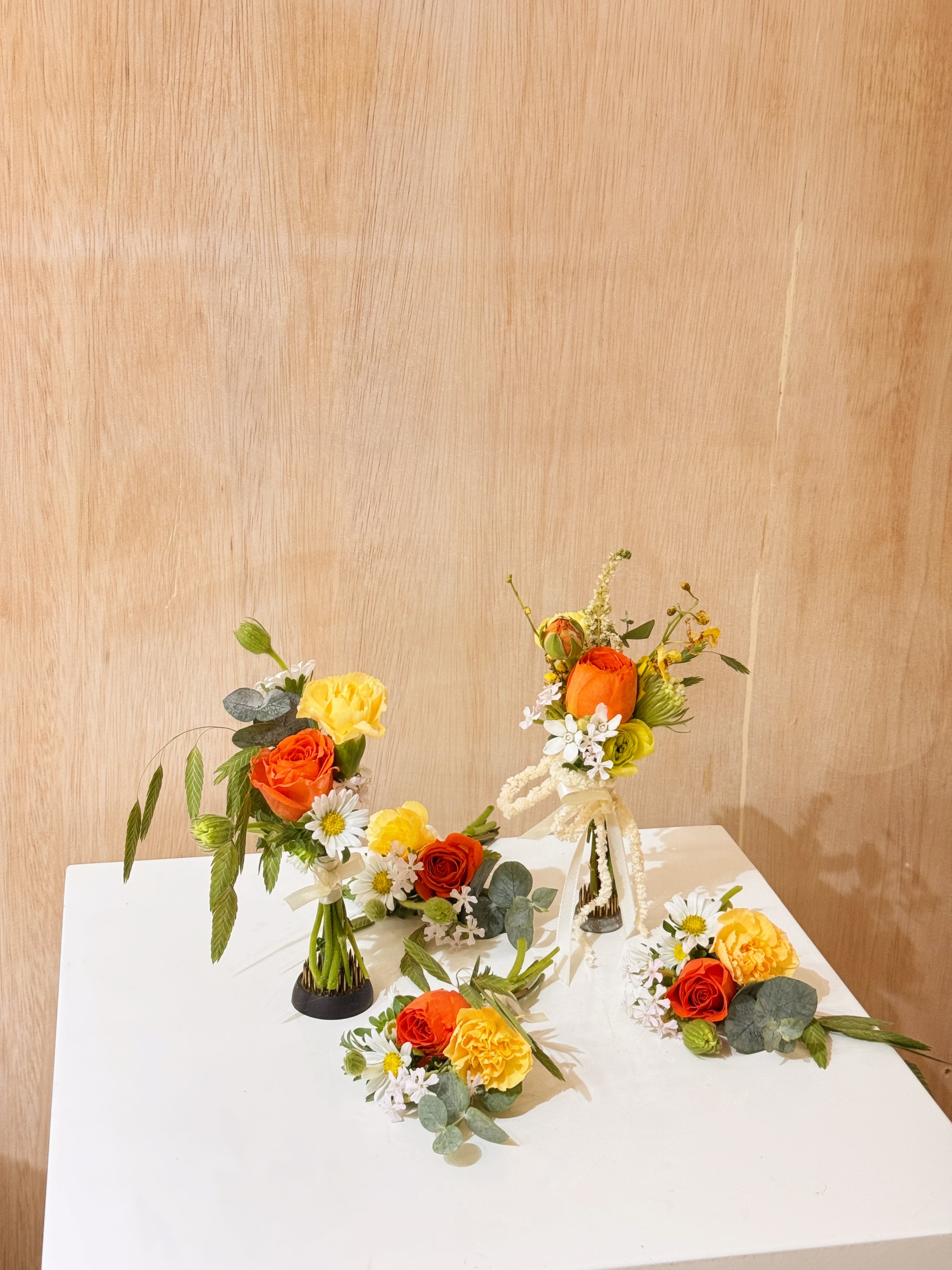 Groom's boutonnière or VIP (parents) and groomsmen flowers, customised for your wedding event, crafted by Eden's Ground.