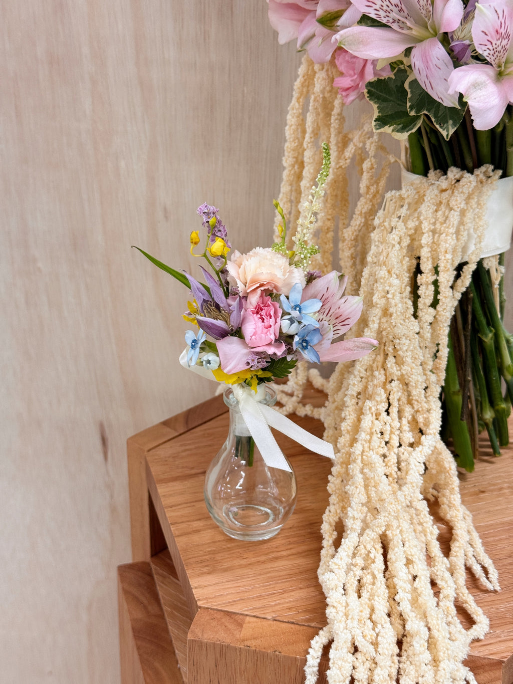 Groom's boutonnière or VIP (parents) and groomsmen flowers and corsages, customised for your wedding event, crafted by Eden's Ground.