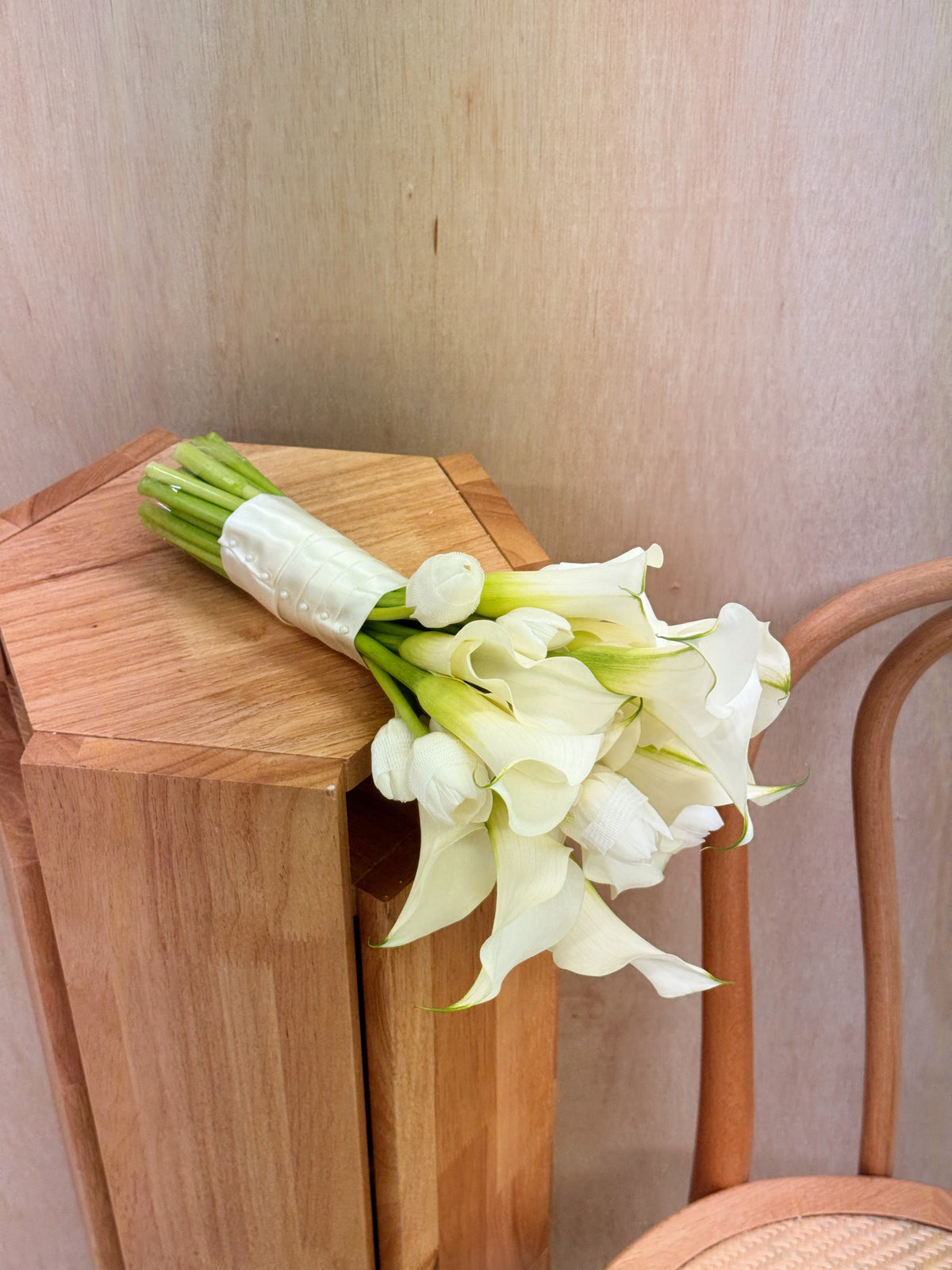 Custom Bridal Bouquet made with fresh Scented Roses, and bright garden flowers crafted by Eden's Ground.