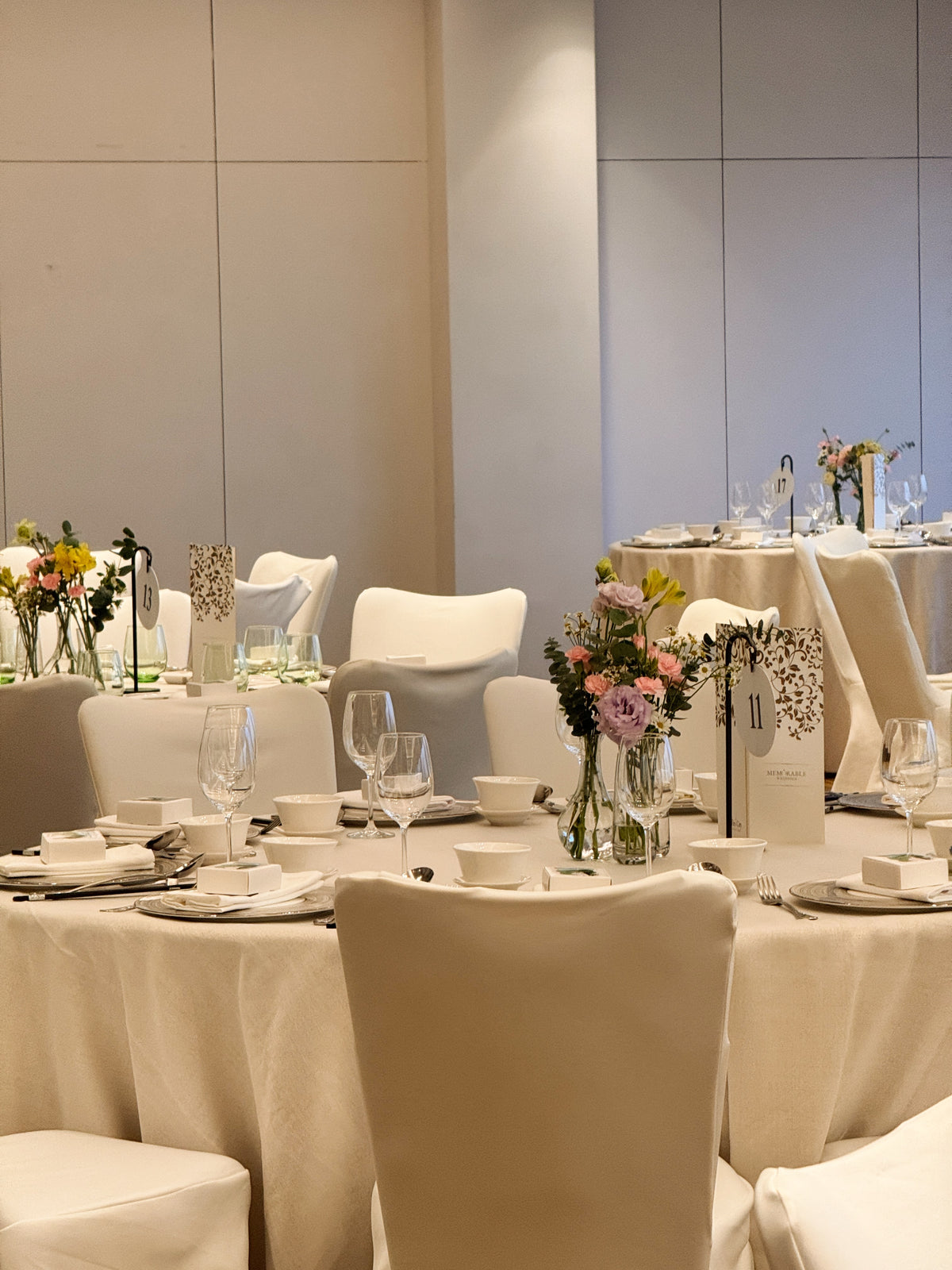 Bespoke Bud Vases Table Arrangements for wedding dinner and wedding luncheon, made thoughtfully to complement your wedding theme. Made by Eden's Ground, a floral design boutique in Singapore.
