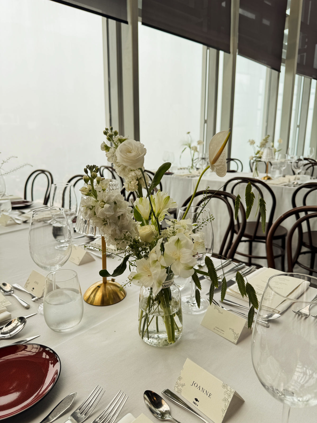 Bespoke Bud Vases Table Arrangements for wedding dinner and wedding luncheon, made thoughtfully to complement your wedding theme. Made by Eden's Ground, a floral design boutique in Singapore.