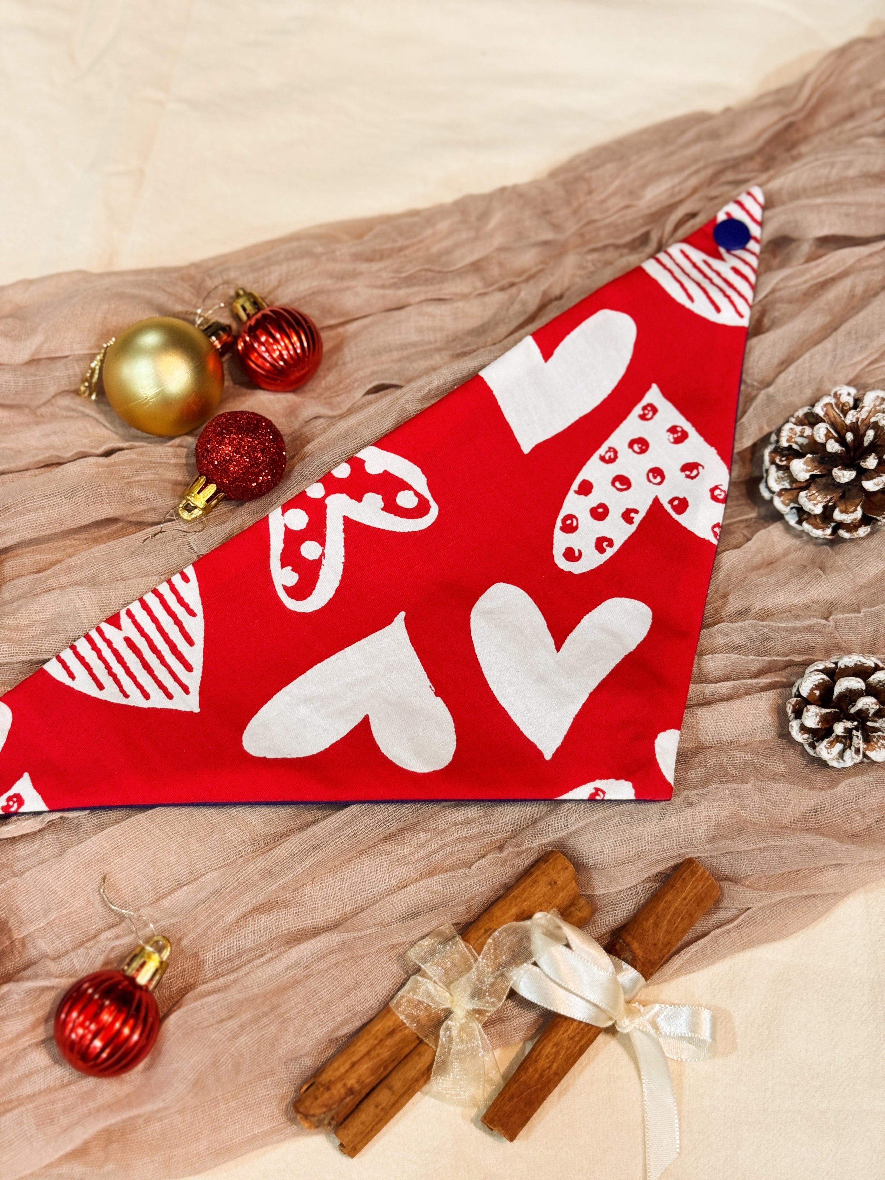 Handmade in Singapore, cats and dogs pet bandana for Christmas, by Glisten Couture.