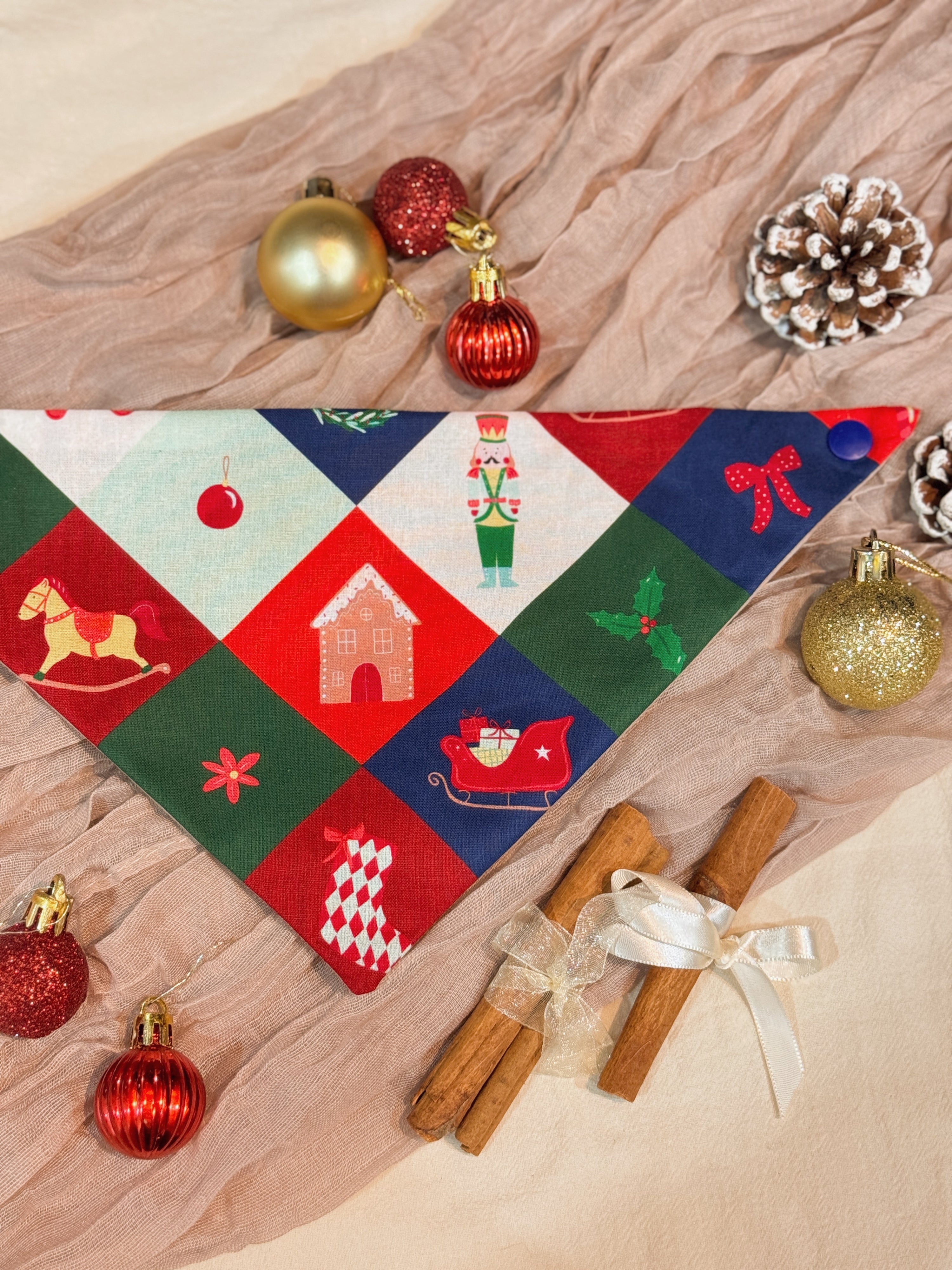 Handmade in Singapore, cats and dogs pet bandana for Christmas, by Glisten Couture.