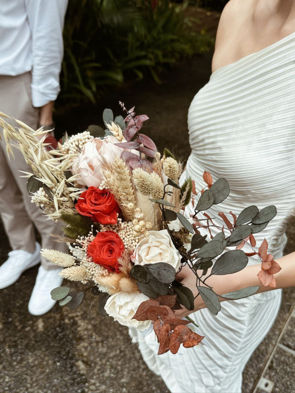 Custom Bridal Bouquet made with preserved flowers crafted by Eden's Ground.