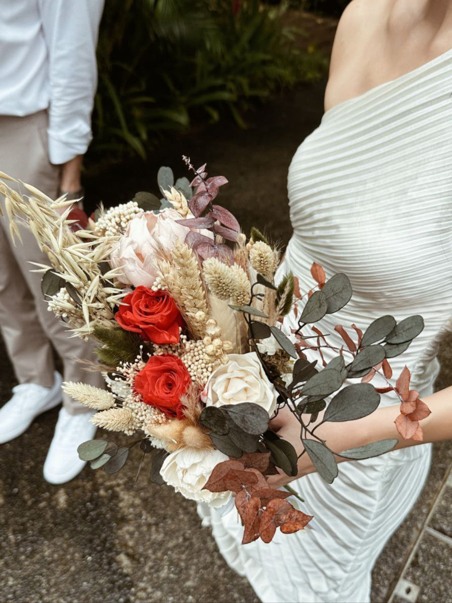 Custom Bridal Bouquet made with preserved flowers crafted by Eden's Ground.