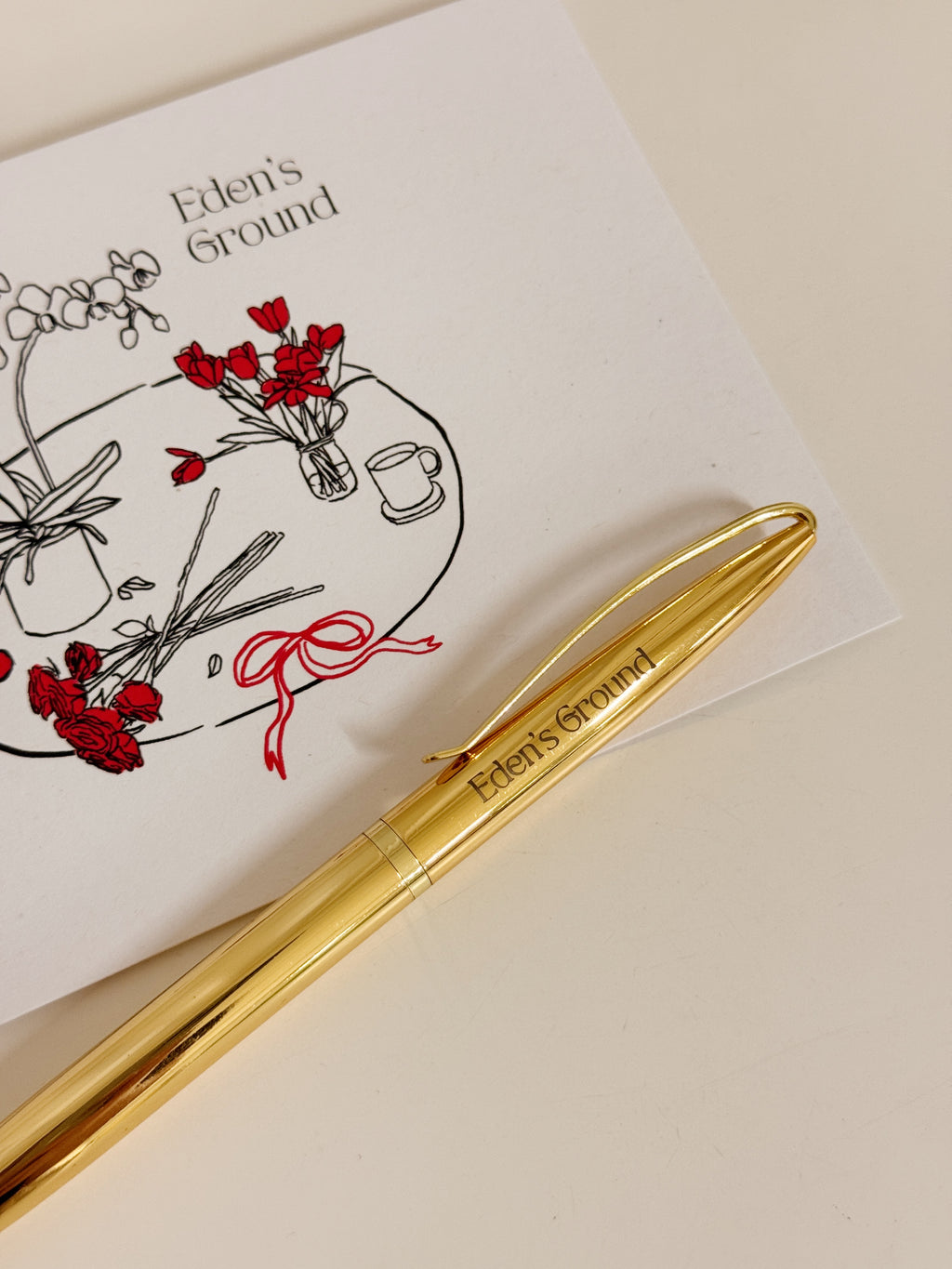 An elegant gold ballpoint pen with a smooth writing flow.