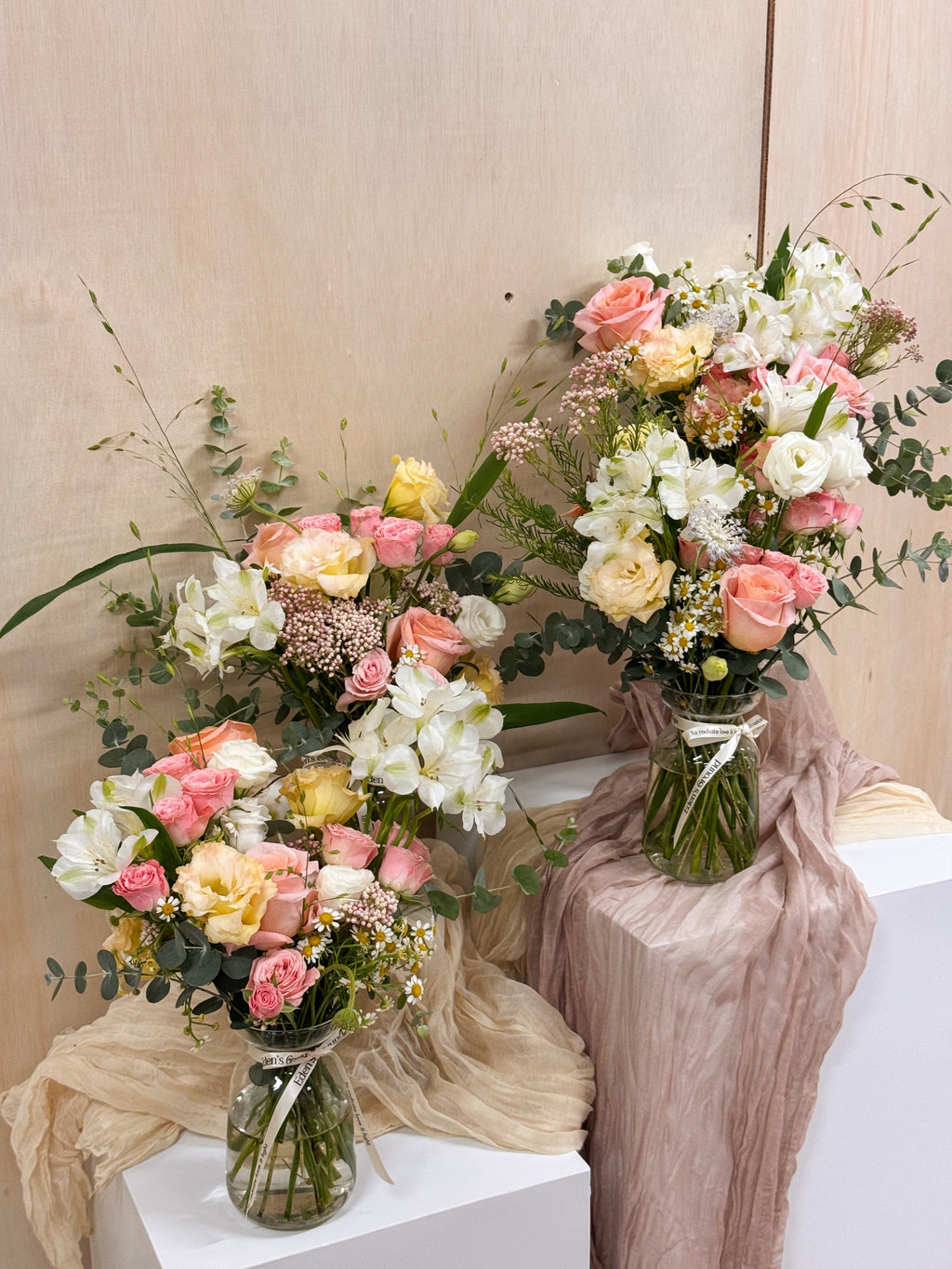 Bachelorette or Birthday Party Flower Arrangement Workshop such as bouquet making or vase arrangement, in Singapore, by Eden's Ground. 