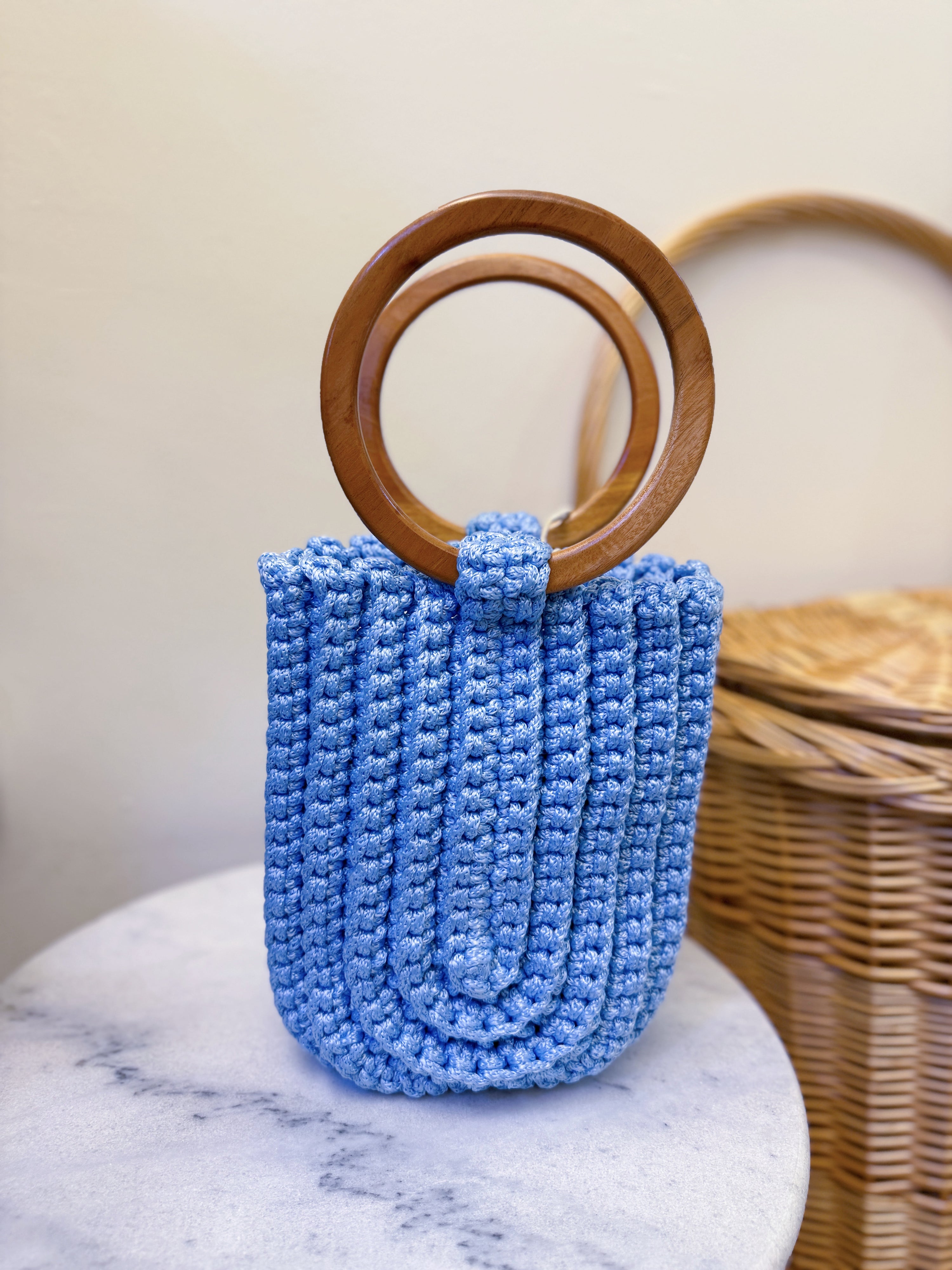 Crochet U Tote in Baby Blue