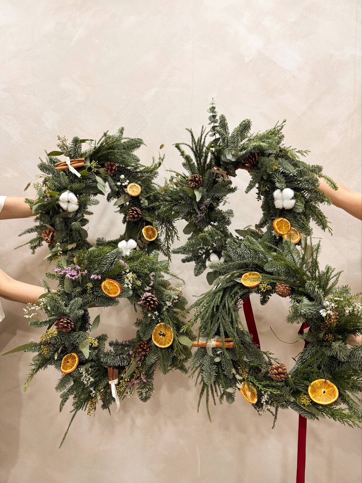 Christmas Wreath Workshop in Singapore. Create your own festive wreath using a variety of fresh firs, foliage and natural textures. Held at our cosy floral studio in Joo Chiat, it's the perfect hands-on holiday experience to get into the Christmas spirit.