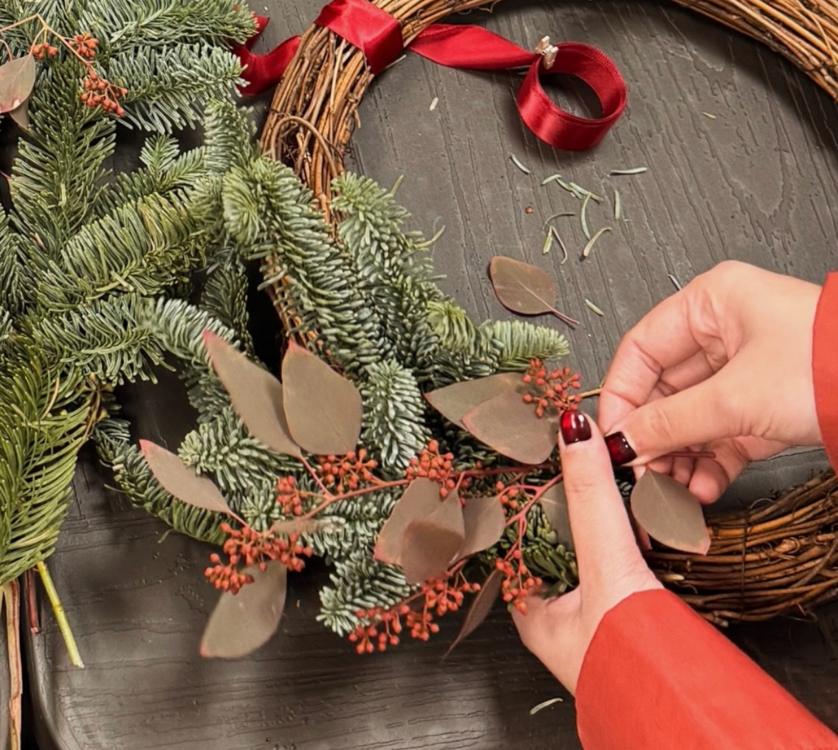 Holiday Fresh Pine and Firs Wreath Workshop in Singapore by Eden's Ground, a floral design boutique.