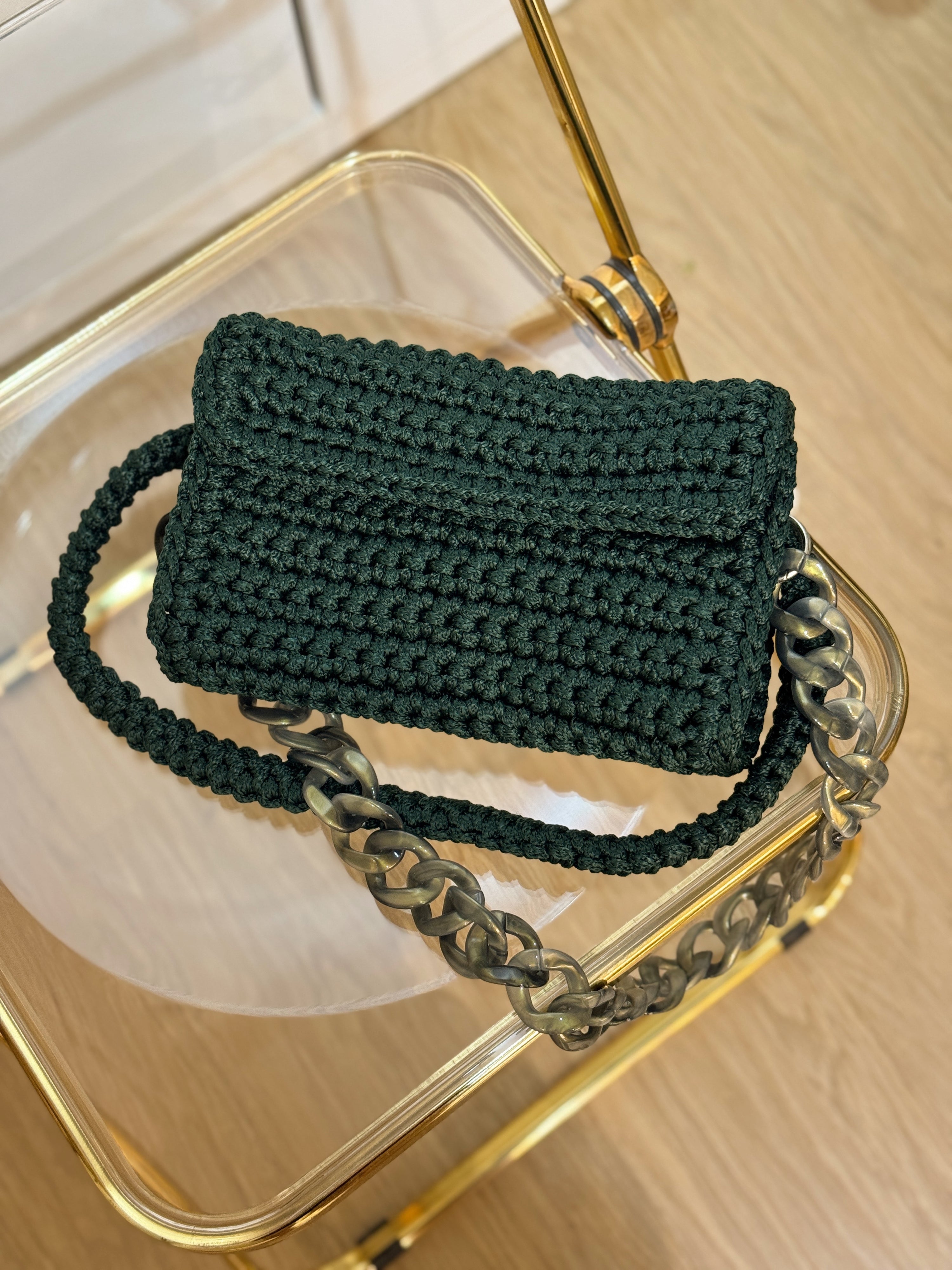 Crochet Baguette Bag in Forest