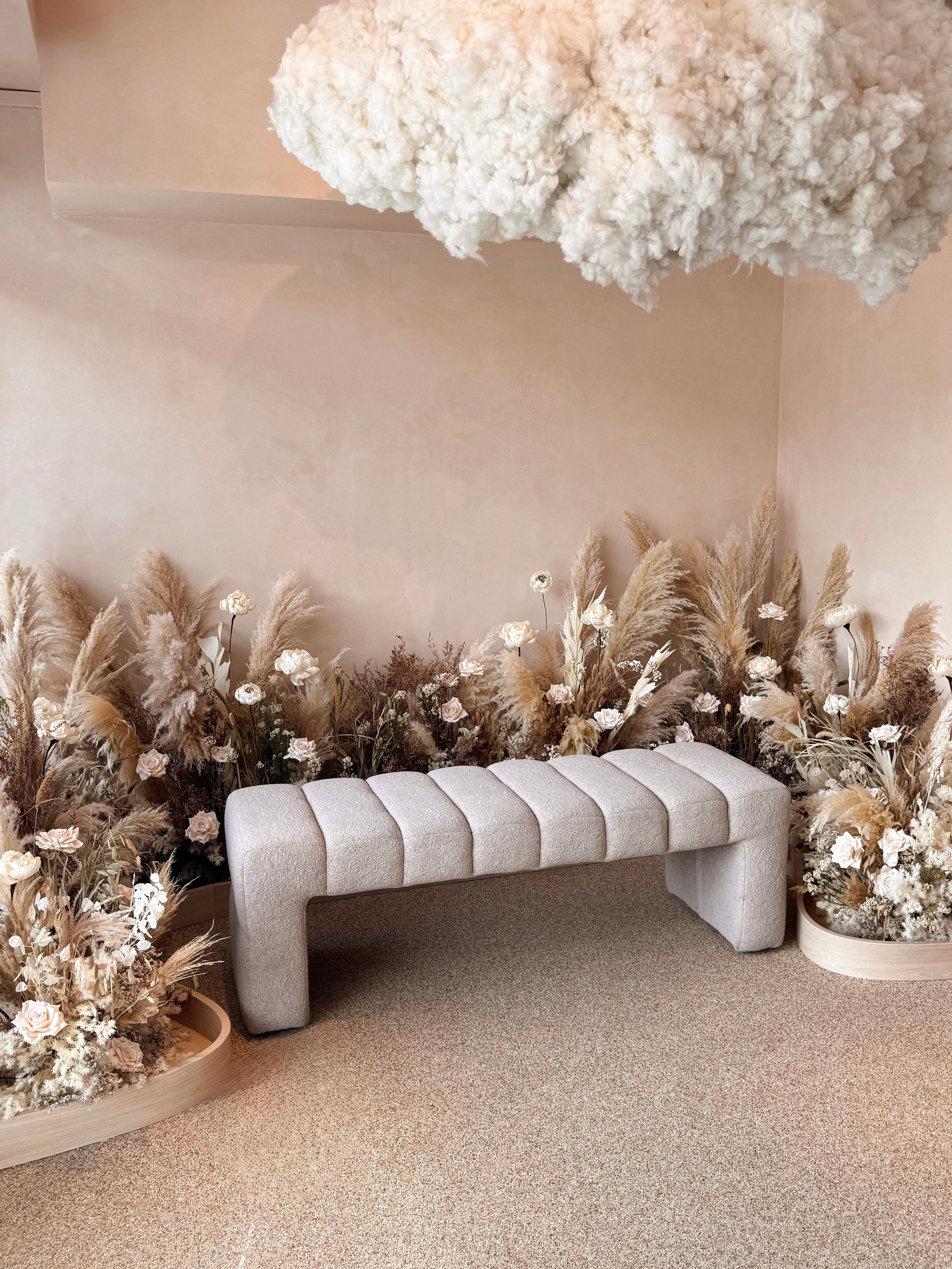 Luxurious and elegant B2B showroom office venue styling with bespoke floral setups for office and events, retail pop-ups, and corporate gatherings. Flower décor tailored for brand activations and high-end retail experiences by Eden's Ground, floral design studio in Singapore.