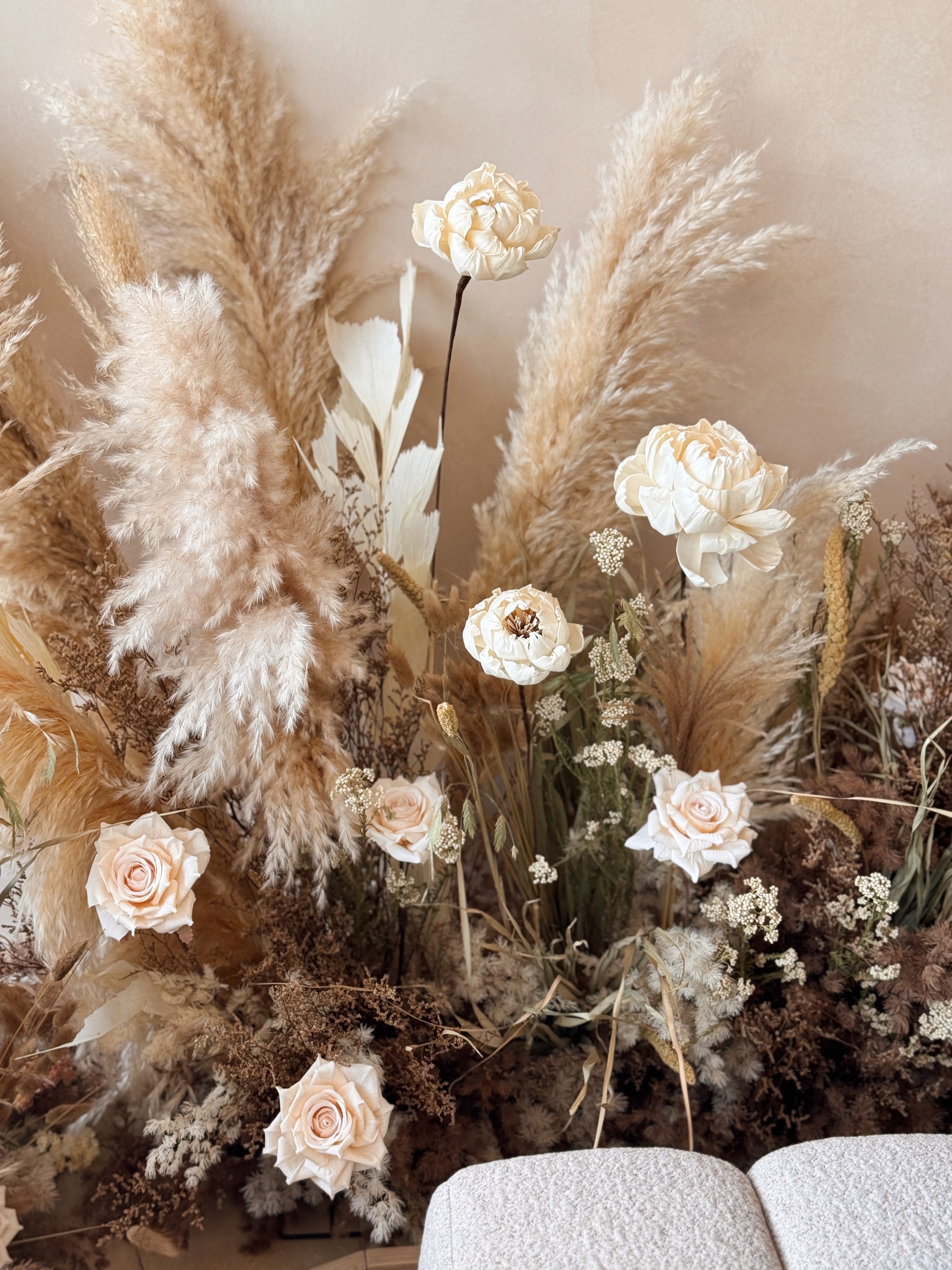 Luxurious and elegant B2B showroom office venue styling with bespoke floral setups for office and events, retail pop-ups, and corporate gatherings. Flower décor tailored for brand activations and high-end retail experiences by Eden's Ground, floral design studio in Singapore.