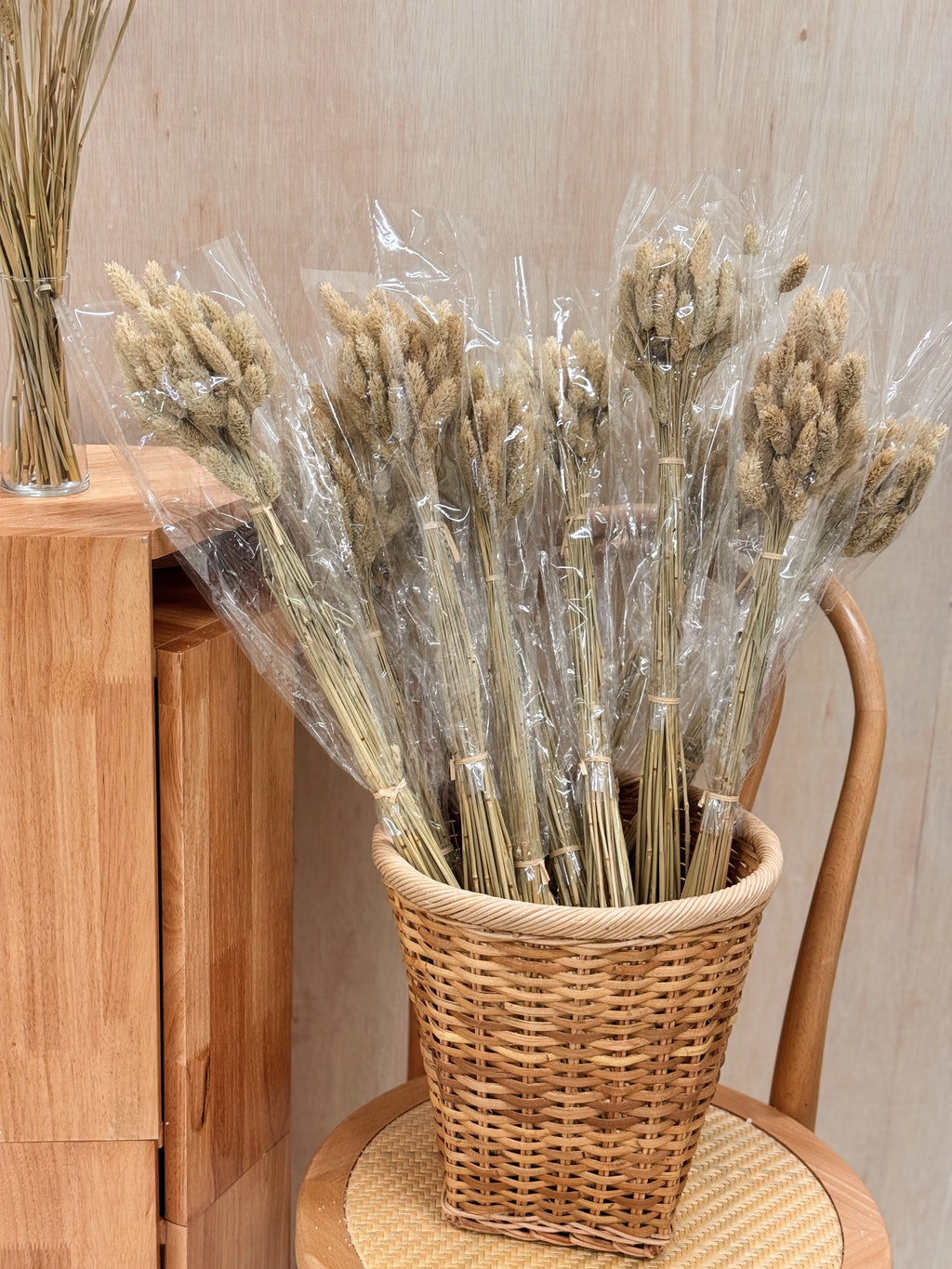 Natural dried phalaris grass home decor, for interior styling etc. Curated by Eden's Ground, floral design studio in Singapore.