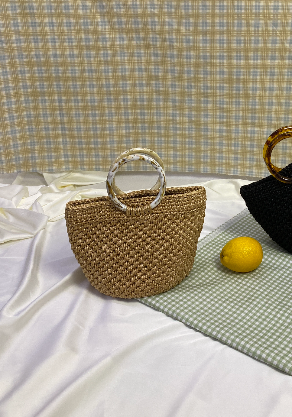 Crochet Mini Basket Bag in Sand