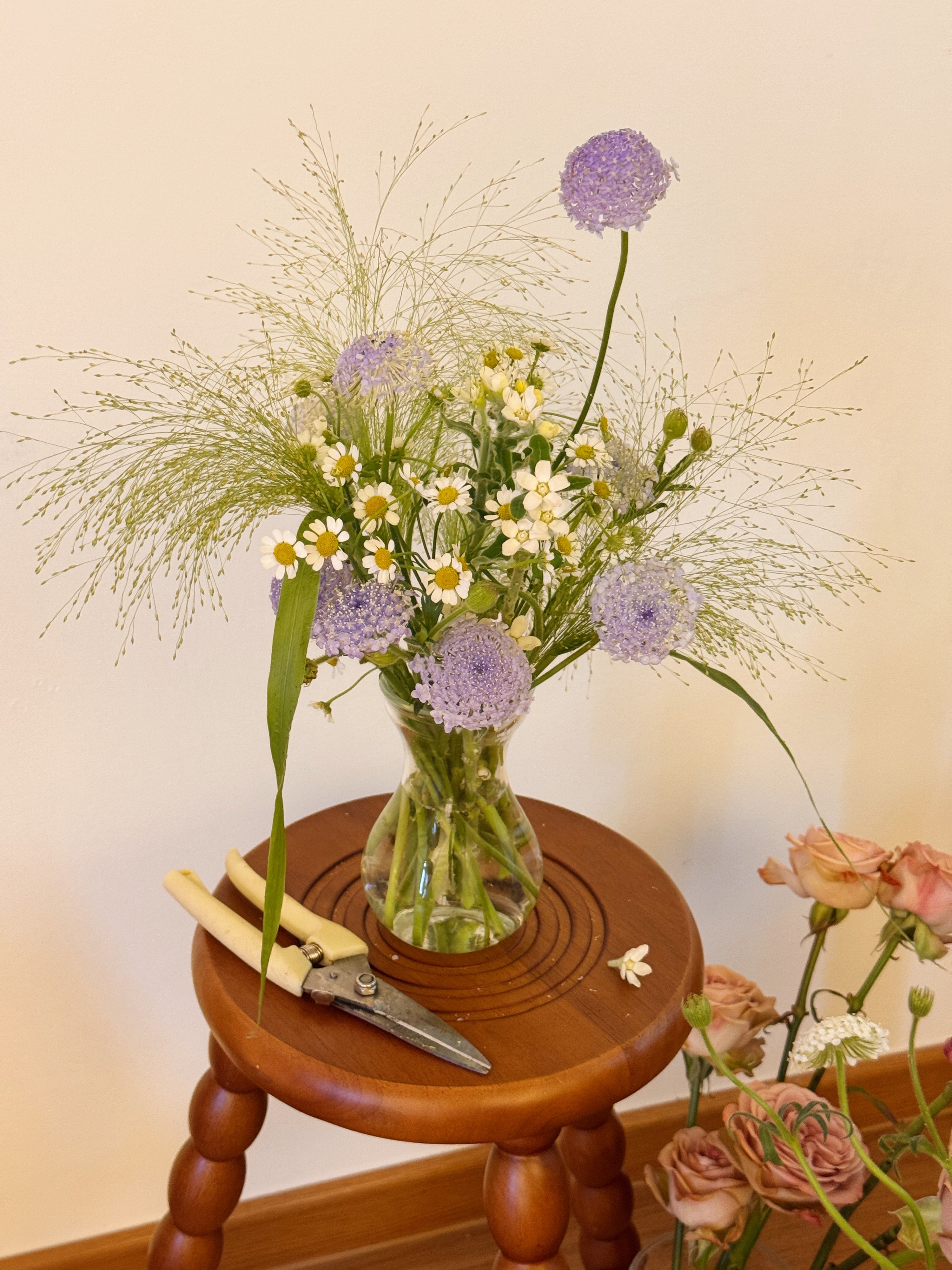 Clear glass vase, suitable for flower vase arrangements. Available at Eden's Ground, a floral design boutique.