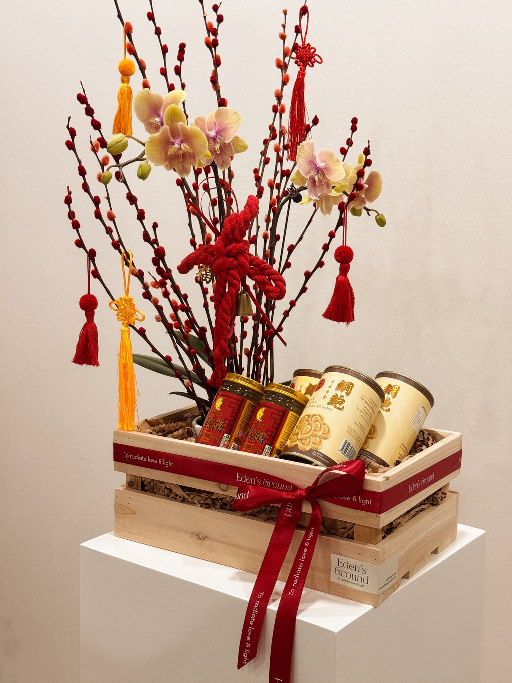 potted orchid gold pussy willow red abundance gift corporate friends rich singapore sg flower florist plant longlasting everlasting white ivory pearl elegant luxe cny chinese new year lunar 2025 huat blessings prosperity purple pink home decor delivery door to door bird's nest white fungus abalone japan NEWMOON Japan Golden Amidori Abalone B2B B2C