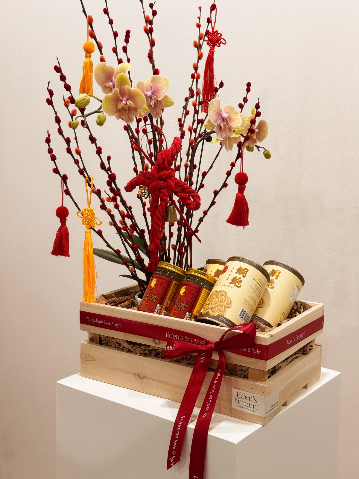 potted orchid gold pussy willow red abundance gift corporate friends rich singapore sg flower florist plant longlasting everlasting white ivory pearl elegant luxe cny chinese new year lunar 2025 huat blessings prosperity purple pink home decor delivery door to door bird's nest white fungus abalone japan NEWMOON Japan Golden Amidori Abalone B2B B2C