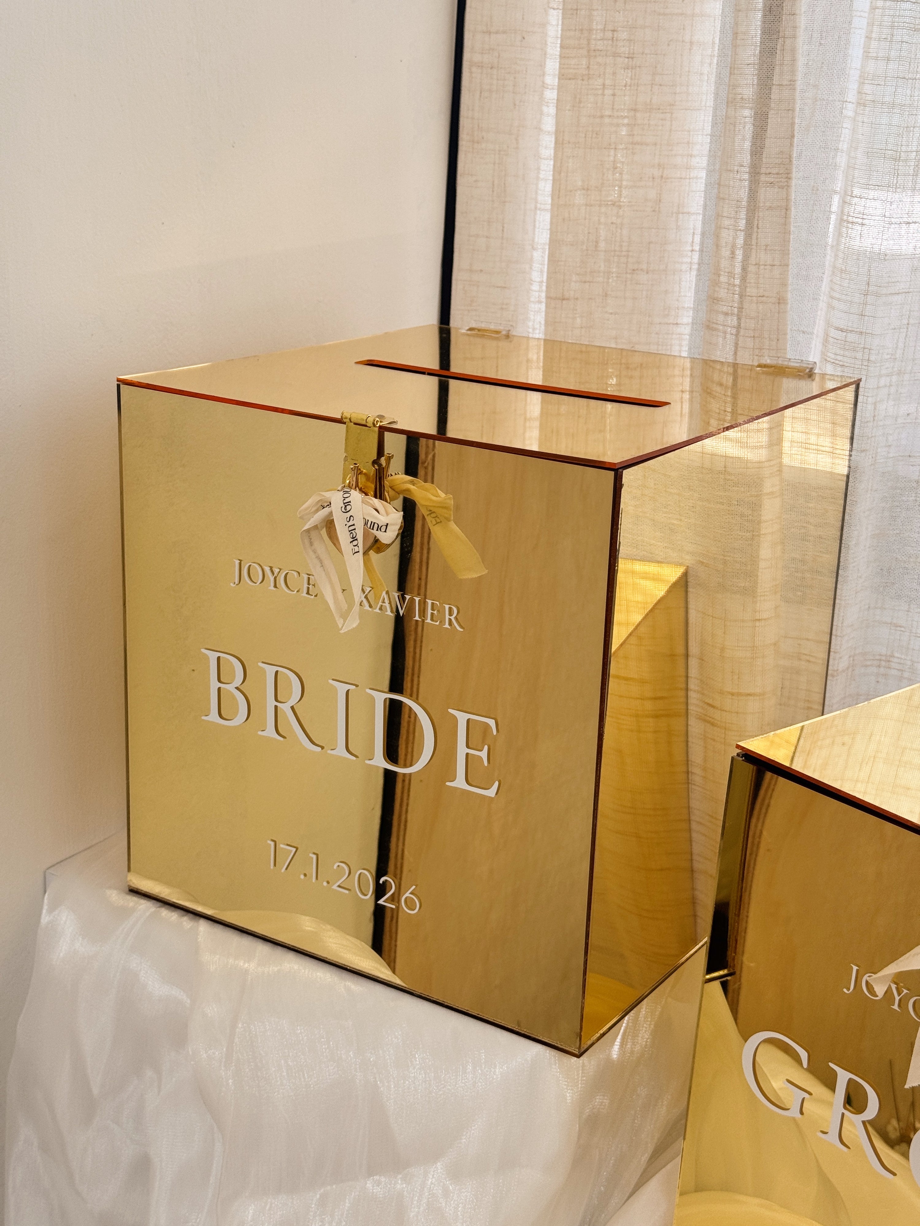 Custom Gold Wedding Ang Bao Box or Blessing Box rental by Eden's Ground.