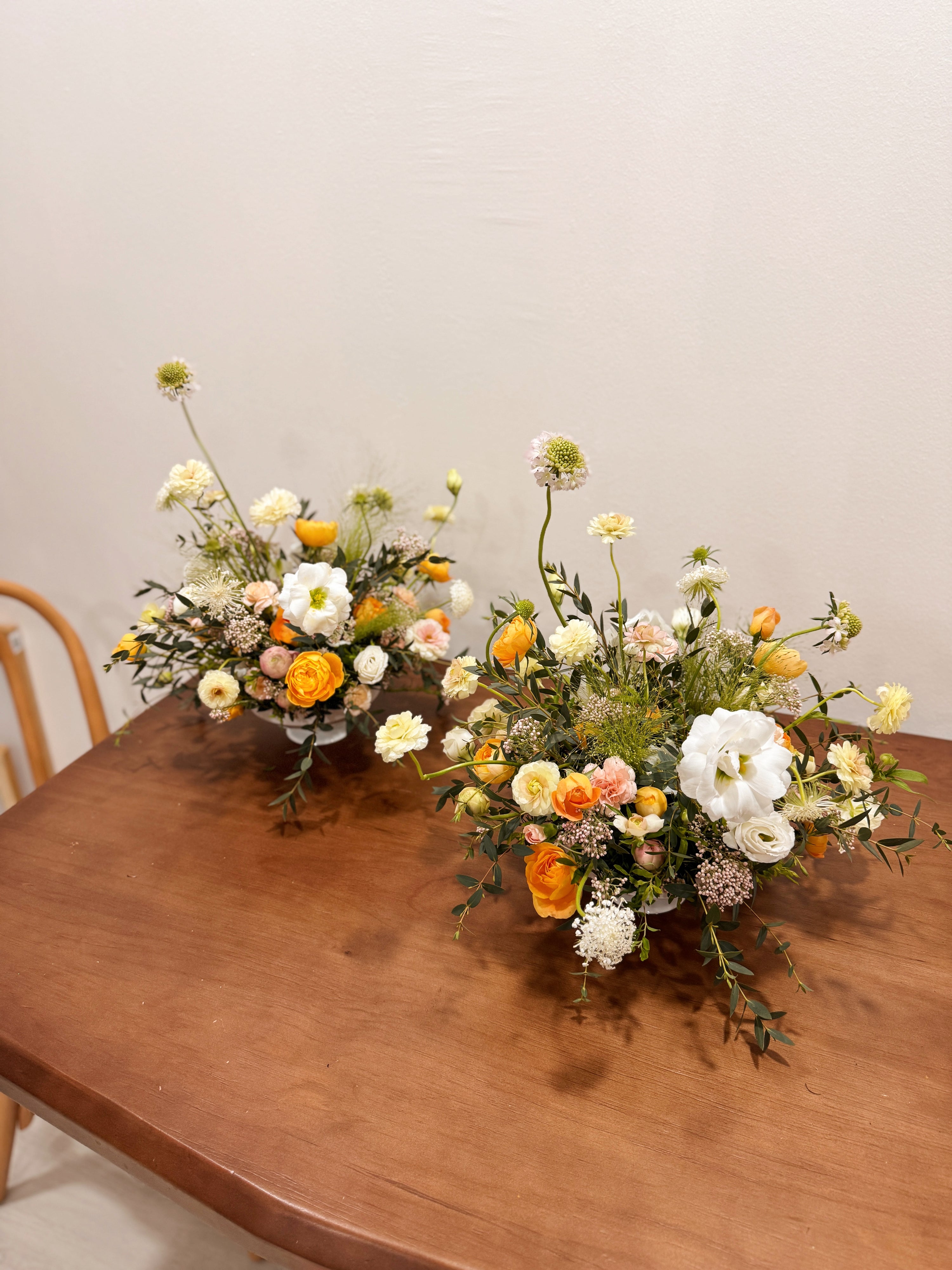 Bespoke Table Arrangements for wedding dinner and wedding luncheon, made thoughtfully to complement your wedding theme. Made by Eden's Ground, a floral design boutique in Singapore.