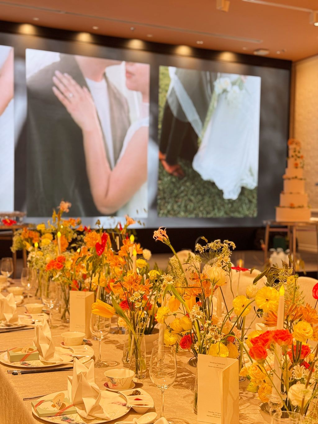 Bespoke Table Arrangements for wedding dinner and wedding luncheon, made thoughtfully to complement your wedding theme. Made by Eden's Ground, a floral design boutique in Singapore.