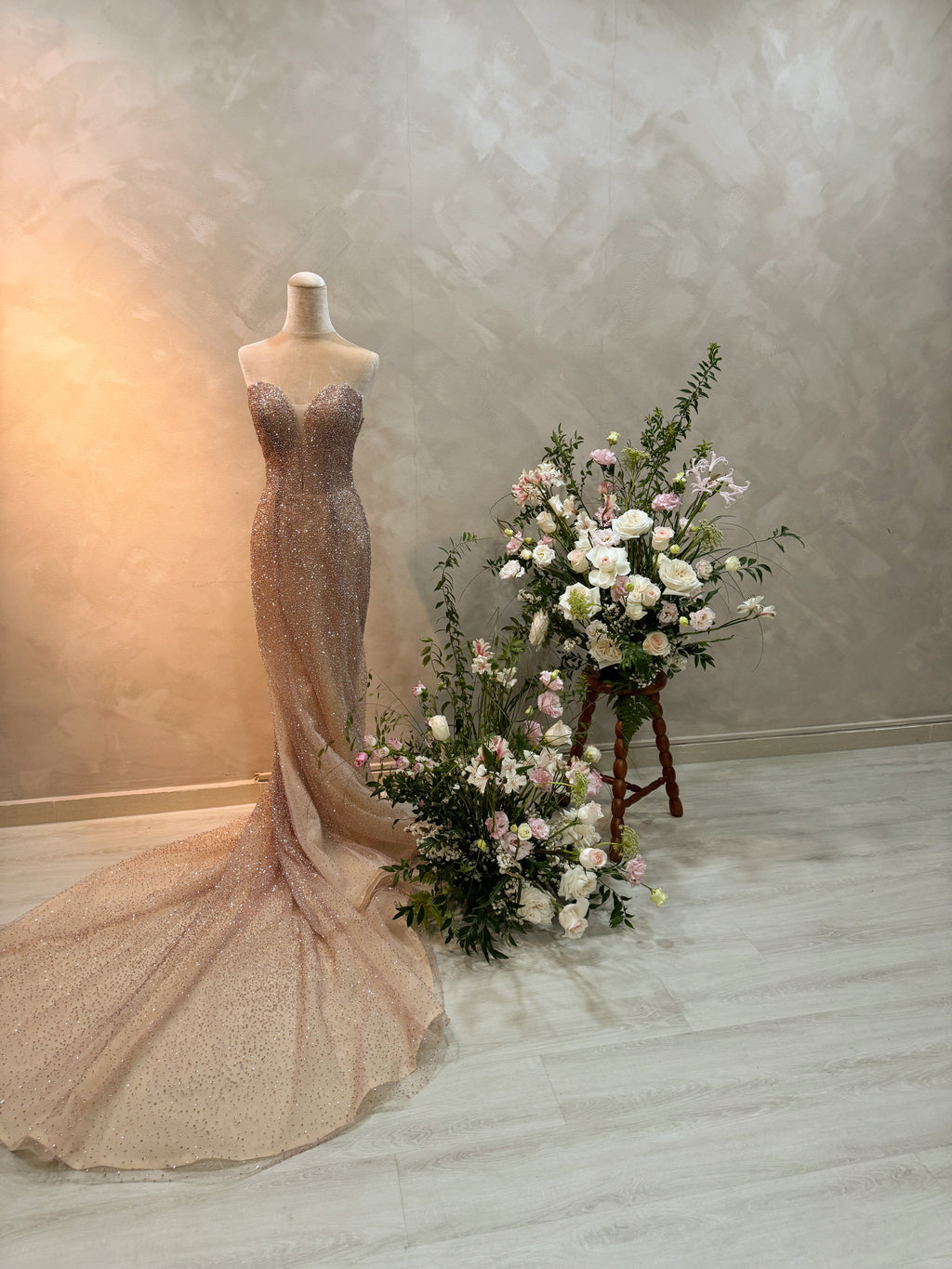 Wedding gown rental and Bridal Bouquet package for couples getting married in Singapore by Eden's Ground and Glisten Couture.