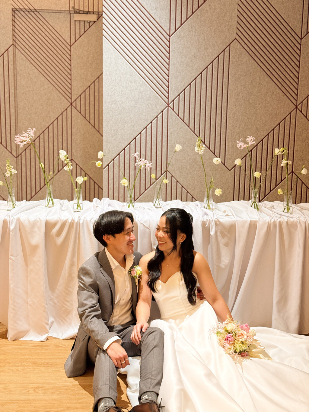 Wedding gown rental and Bridal Bouquet package for couples getting married in Singapore by Eden's Ground and Glisten Couture.