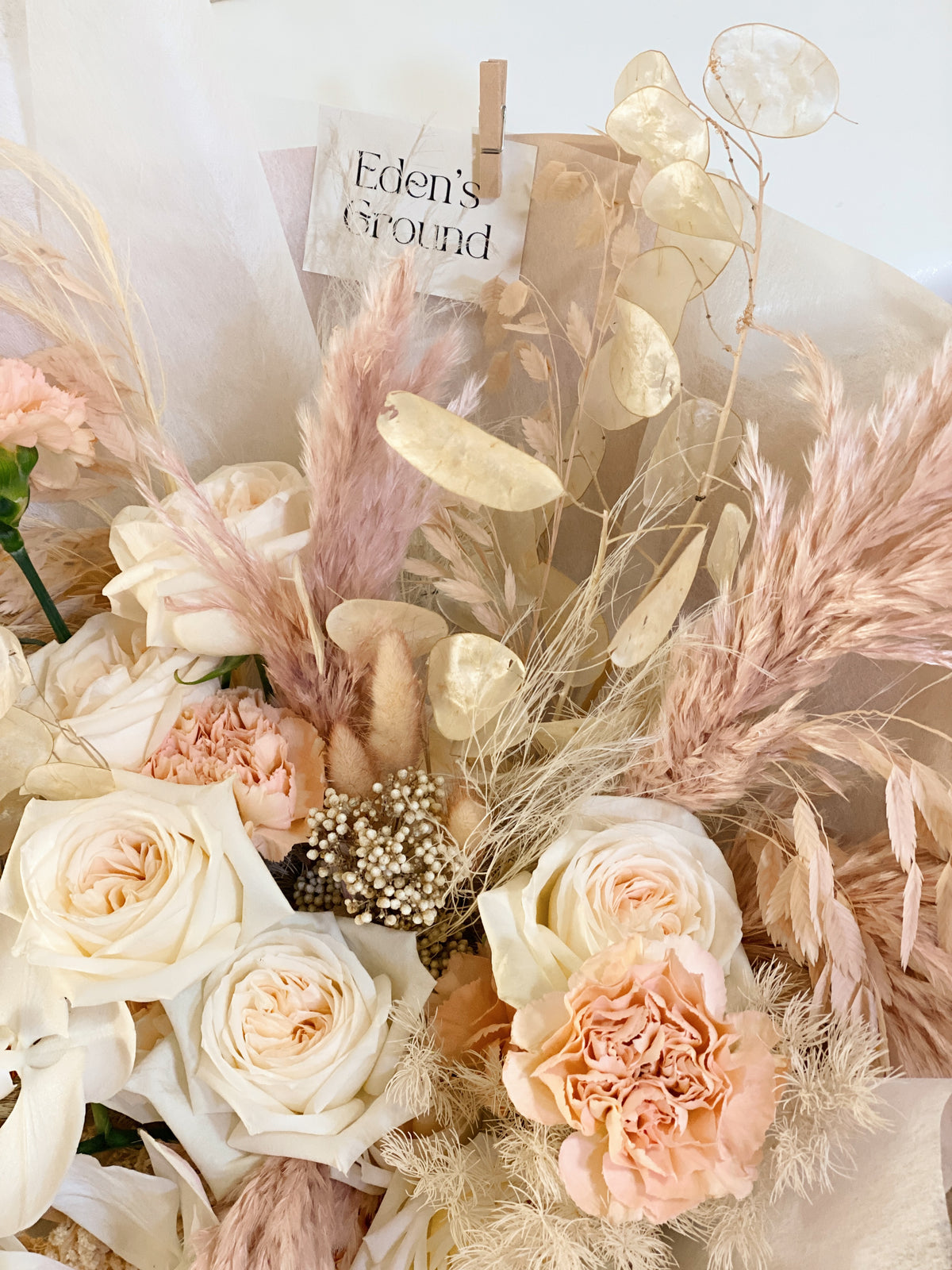 Customised, bespoke bouquet, tailored to your preference, filled with your favourite flowers, crafted by Eden's Ground. 