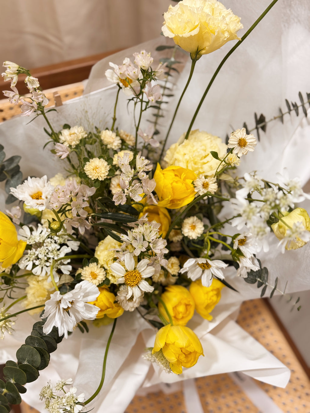 Customised, bespoke bouquet, tailored to your preference, filled with your favourite flowers, crafted by Eden's Ground. 