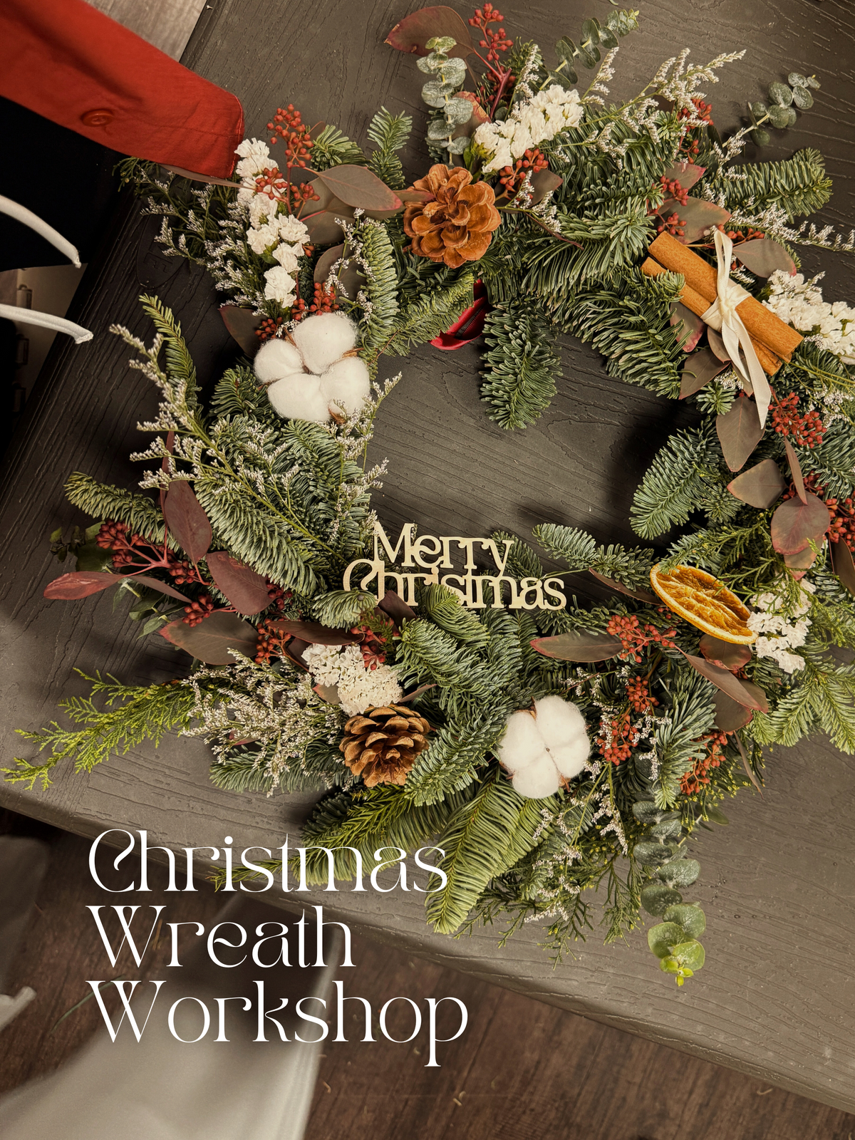Christmas Wreath Workshop in Singapore. Create your own festive wreath using a variety of fresh firs, foliage and natural textures. Held at our cosy floral studio in Joo Chiat, it's the perfect hands-on holiday experience to get into the Christmas spirit.